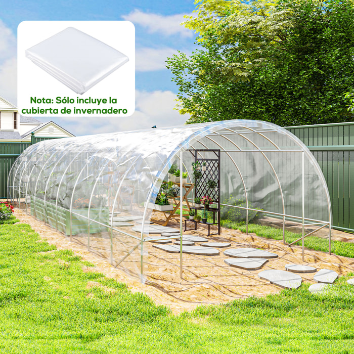 Outsunny Plástico Invernadero Transparente, 6x10 m, Cubierta de Repuesto para Invernadero de Polietileno, Resistente al Agua, para Huerto, Plantas, Agricultura, Jardín