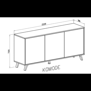 Credenza Moderna Madia 3 Ante Senza Maniglie Design Minimal Con Piedini RialzatiPer Soggiorno Ingresso Corridoio 154 x 72 x 40 Cm Bianco e Rovere