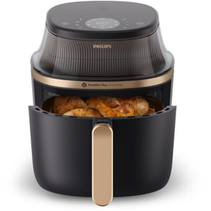 Airfryer PHILIPS NA332/00 Friteuse sans huile avec fenêtre de cuisson Noir/Doré, Série 3000 6.2L