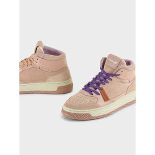 ZAPATILLA MID-TOP MUJER P02 DE ANTE Y PIEL ROSA POLVO