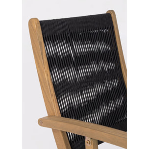 Set di sedie pieghevoli MONSARAZ in legno di acacia e corda nero