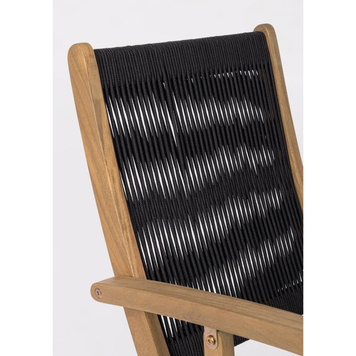 Set di sedie pieghevoli MONSARAZ in legno di acacia e corda nero