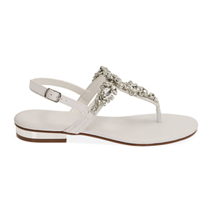 Sandalias planas joya blancas