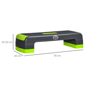 Step de Aeróbic con Altura Ajustable de 10/15/20 cm en Casa 78x28x20 cm Verde