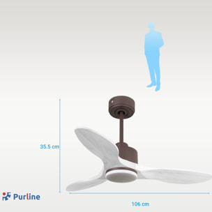Ventilateur de plafond Réversible  Thermostat Dimmable Wifi Moteur à courant continu Toits en pente Télécommande Lumière à trois tons Hypersilence Mémoire