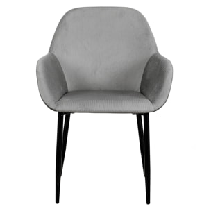 Fauteuil Giulia Gris Fonce Velours Cotele - Lot De 2