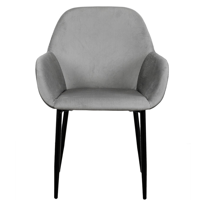 Fauteuil Giulia Gris Fonce Velours Cotele - Lot De 2
