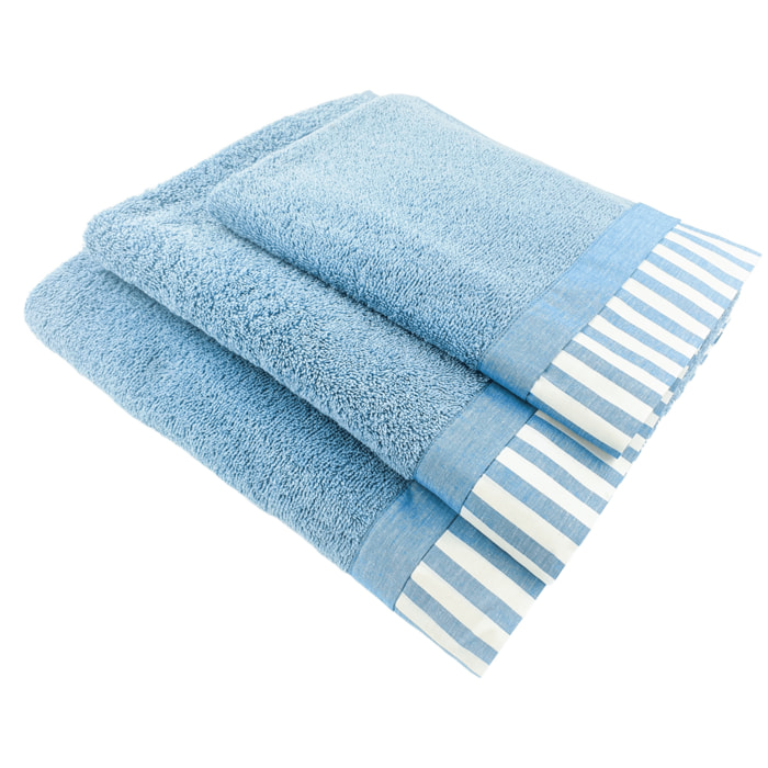 Set Spugna AMALFI 3 Pezzi: Viso+Ospite+Telo Bagno - 450 gr/m² - 100% Puro Cotone