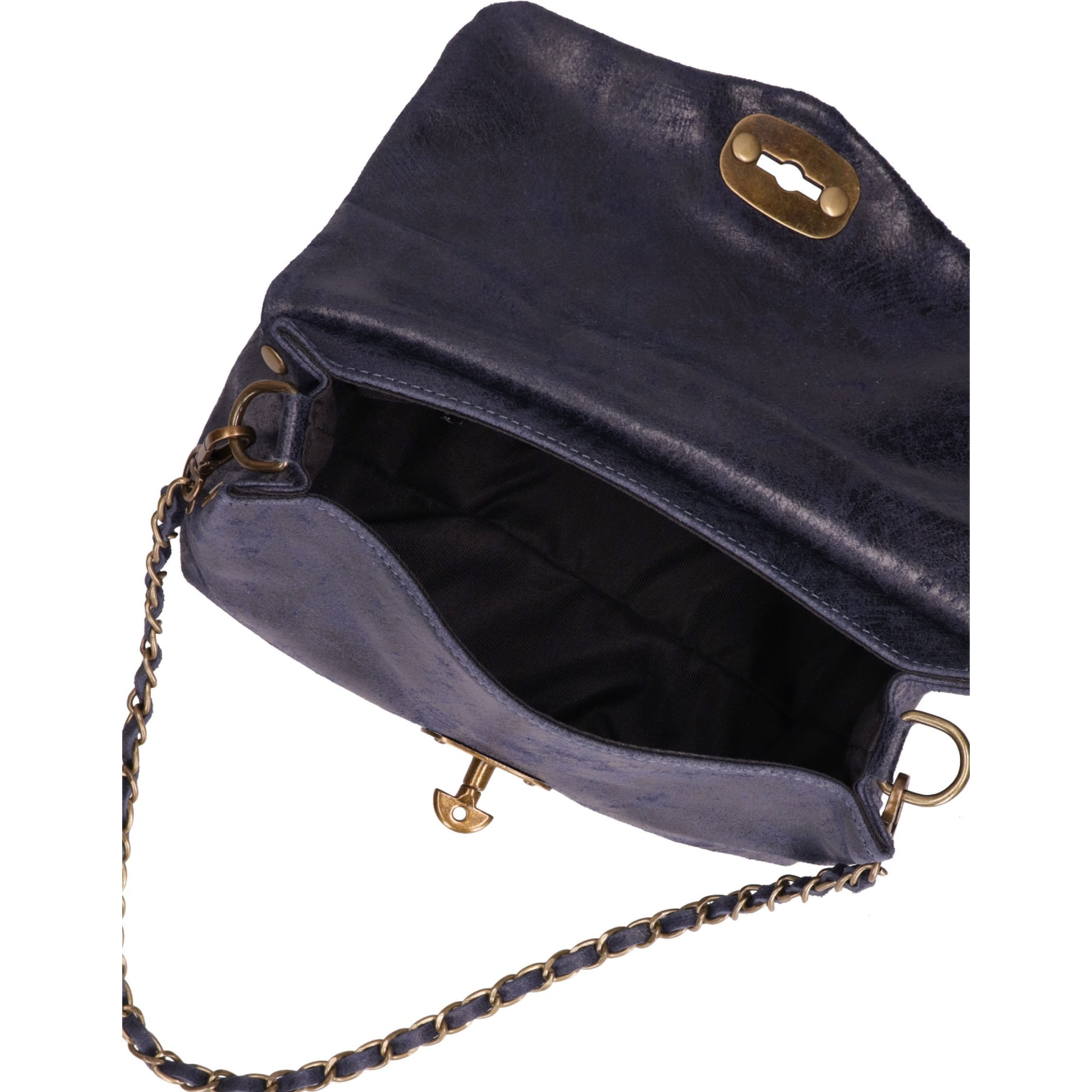 Borsa a tracolla da donna Made in Italy - Modello Floralia Lux - Pelle scamosciata - 25.0 x 15.0 x 11.0 cm