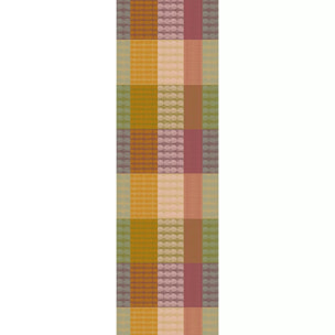 Chemin de table pur coton motif jacquard vert orange Mille halos prunus