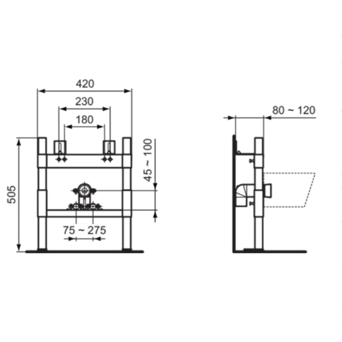 Demi bâti-support sol et mur ProSys pour bidet