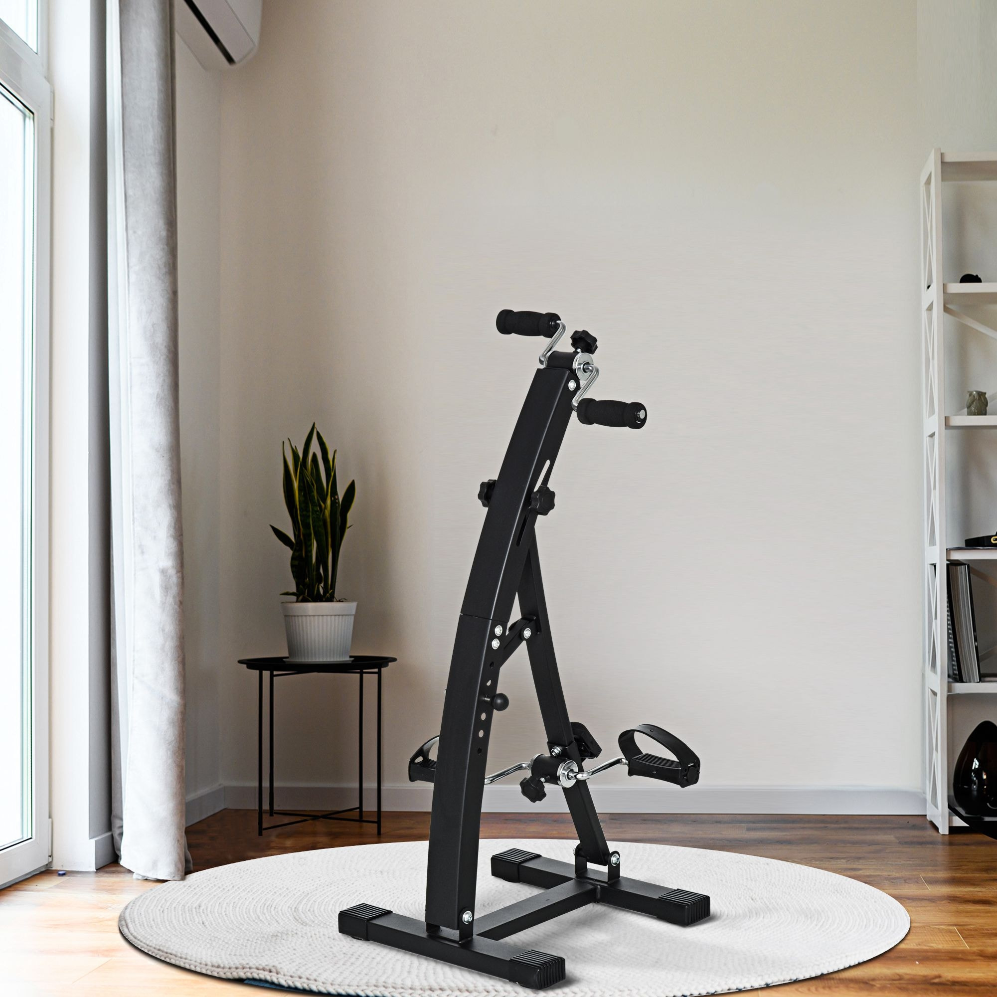 Vélo d'appartement pédalier rééducation bras jambes écran LCD multifonctions hauteur guidon réglable 40L x 42,5l x 100H cm acier noir