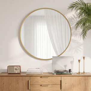 Miroir mural rond design cadre métal doré dia. 61 cm