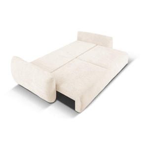 Canapé convertible avec coffre de rangement "Matera" 3 places en chenille beige clair
