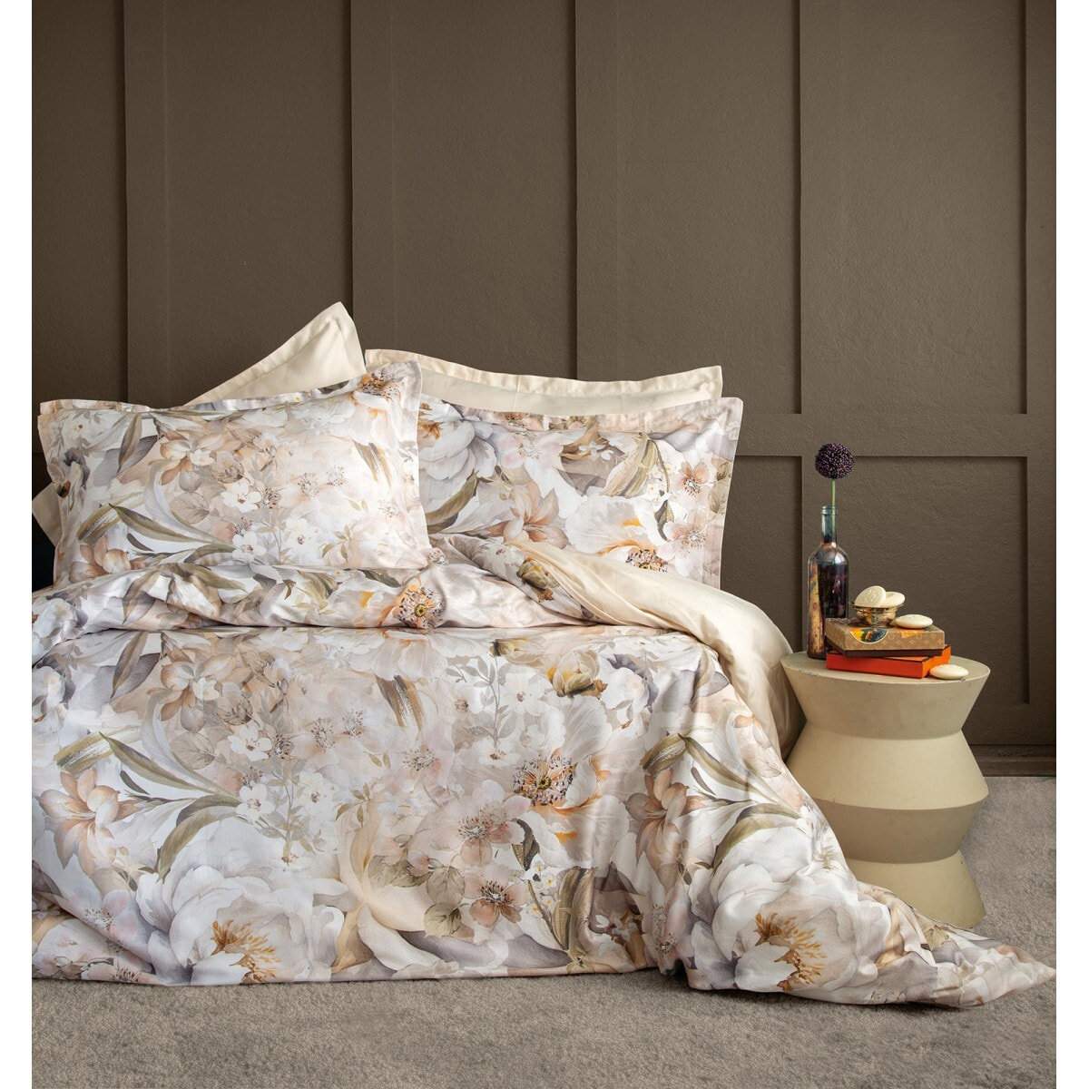 Parure housse de couette et taies oreiller 100% Satin de Coton imprimé