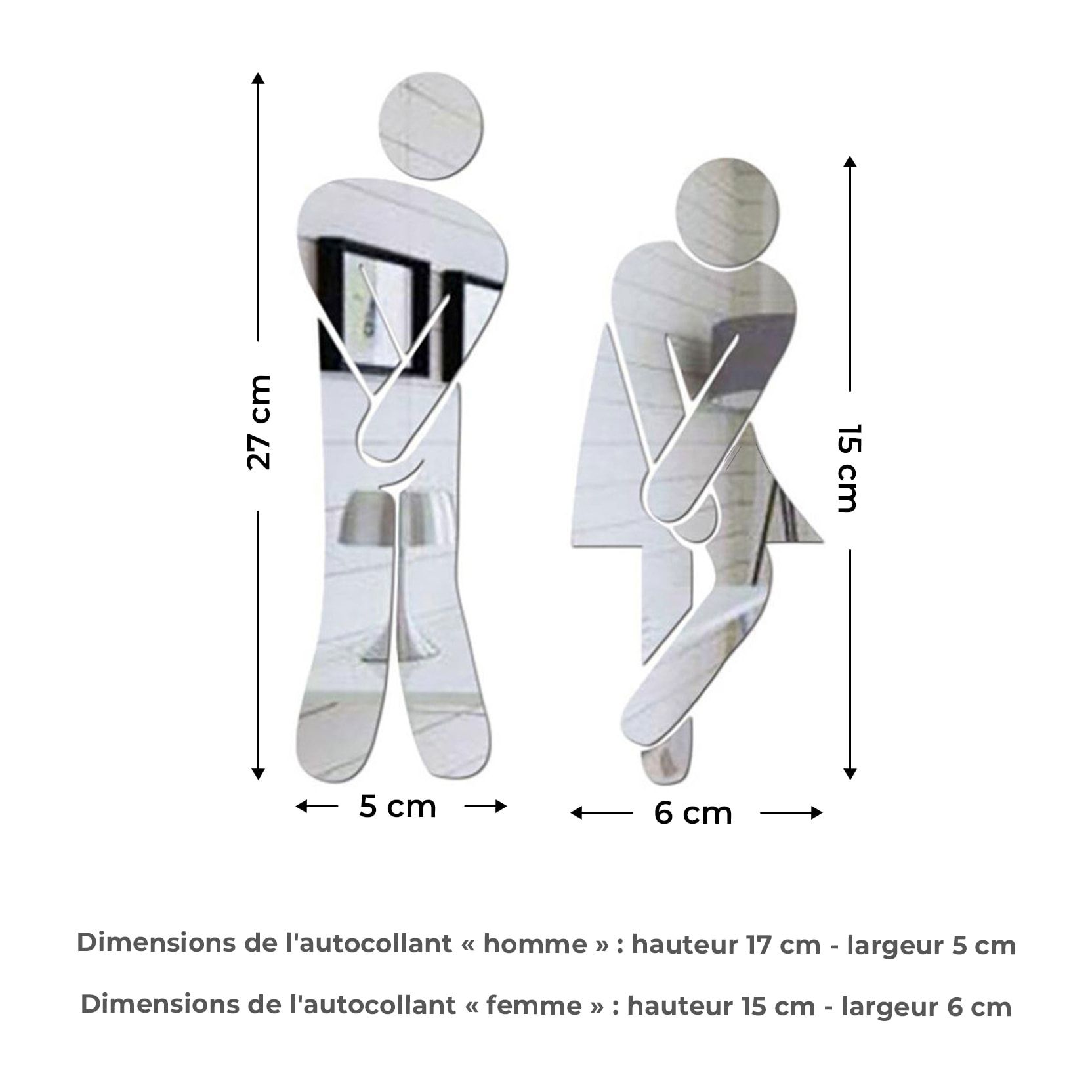 Stickers miroirs figures WC homme - femme