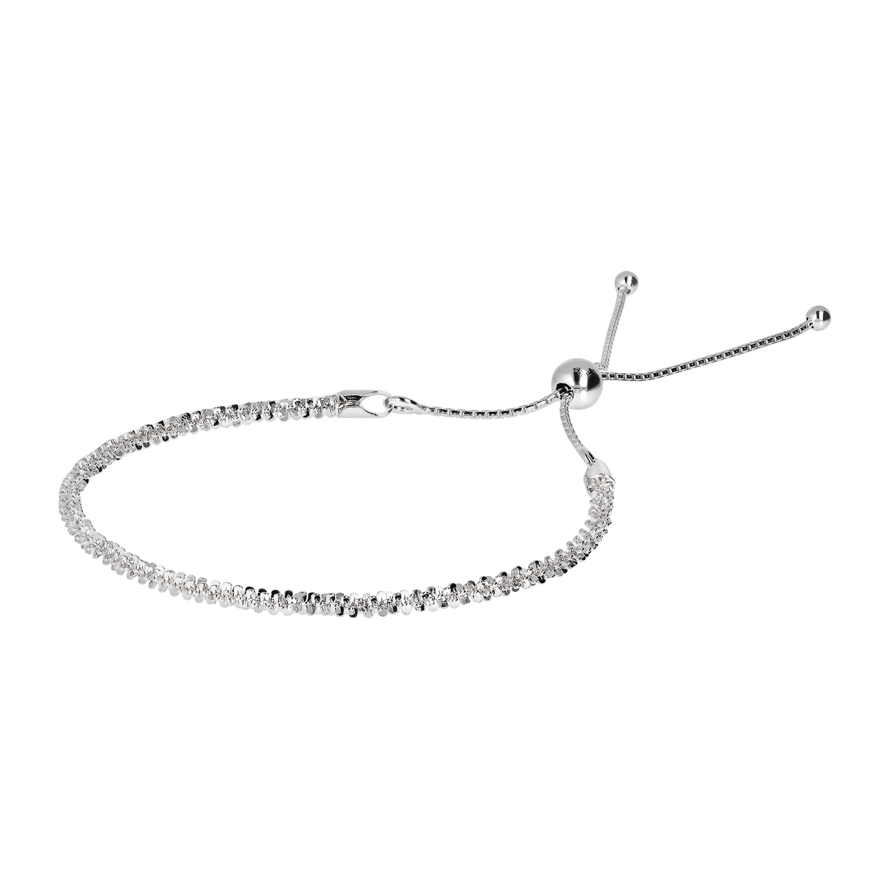 Bracciale con Catena Taglio Diamantato in Argento 925 placcato Platino