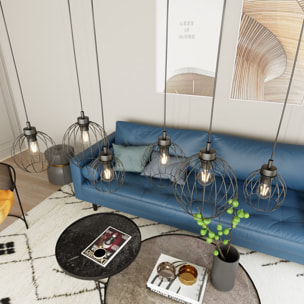 Lampada a sospensione Nando in acciaio nero