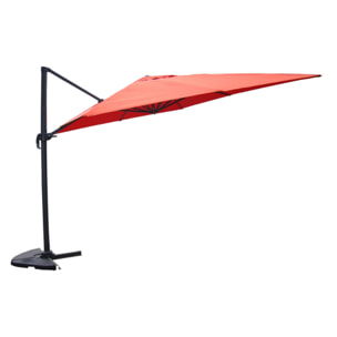 Bundle parasol 3x4m déporté rotatif terracotta + housse NAVIA