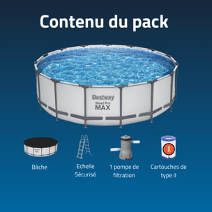 Bestway Piscine hors sol tubulaire ronde Bestway Steel Pro Max 457 x 122 cm gris clair