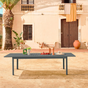 Table de jardin anthracite SEATTLE extensible aluminium. 10 places. 227 / 290 x 100 x 75 cm