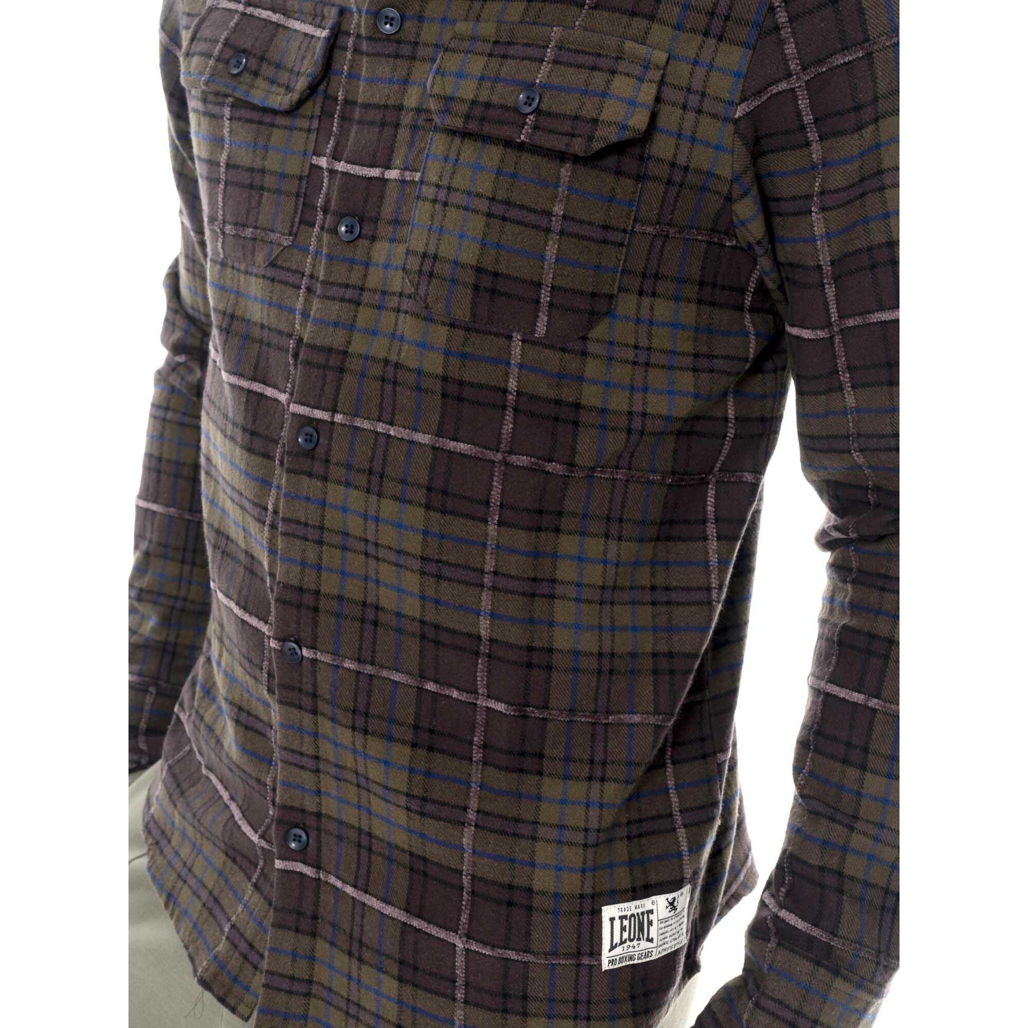 Camicia da uomo in flanella con stampa logo grande Leone 1947 Vintage Dept.