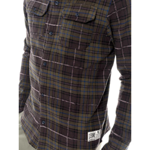 Camicia da uomo in flanella con stampa logo grande Leone 1947 Vintage Dept.