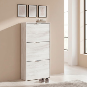 Scarpiera A Ribalta Salvaspazio 3 Ante E 6 Ripiani Mobile Portascarpe Fino A 20 Paia Di Scarpe Ingresso Corridoio 113 x 60 x 22 Cm Rovere Bianco