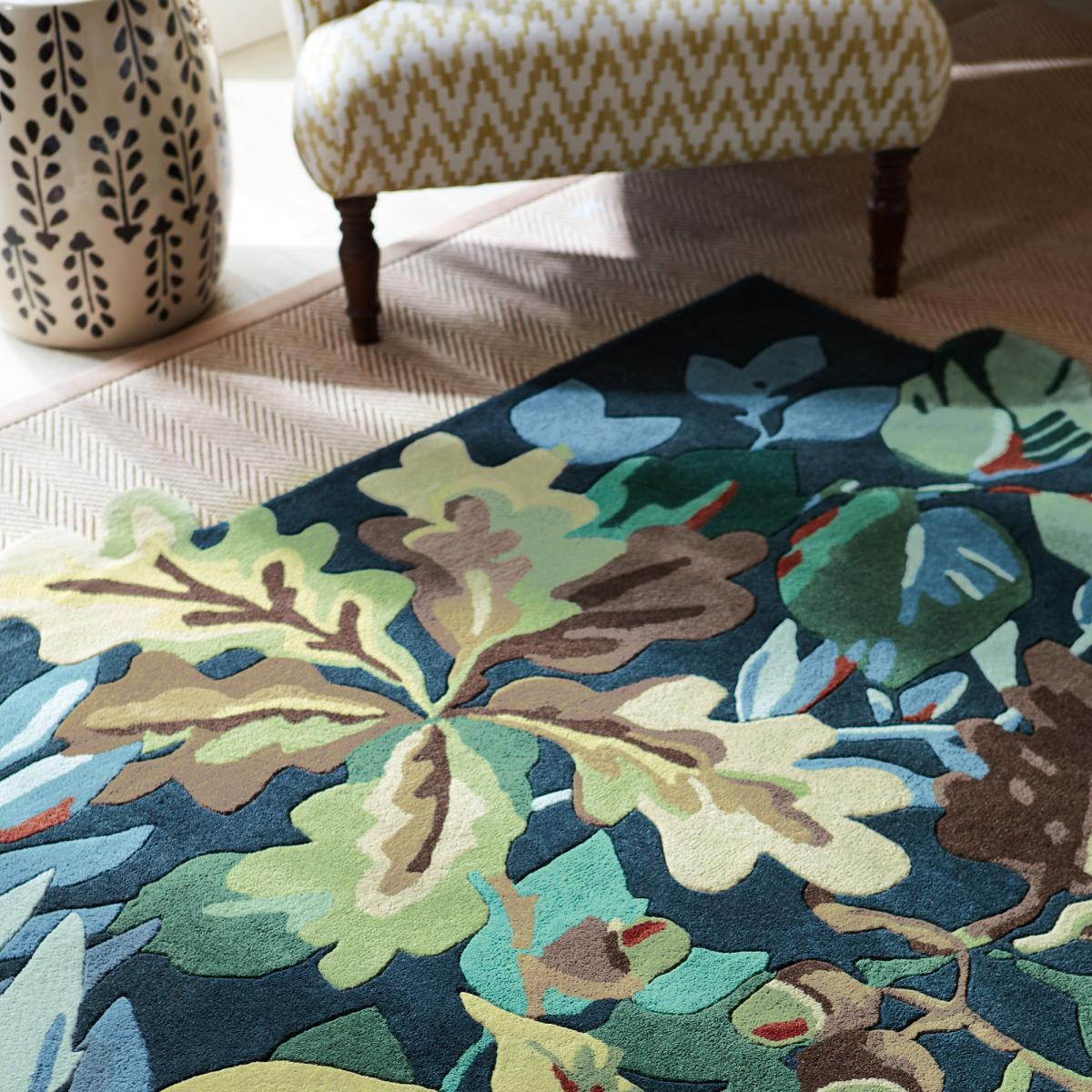 Tapis salon et chambre fait main en laine motif floral TAPI