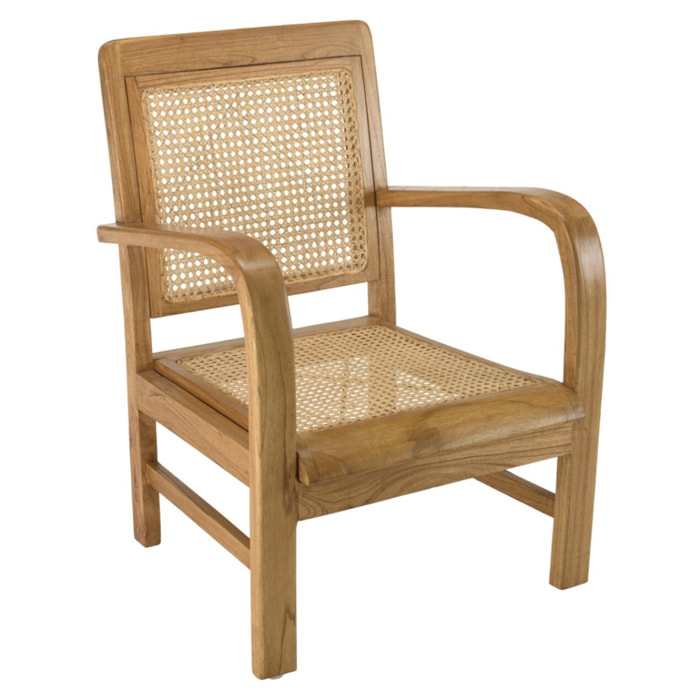 DAK - Fauteuil marron clair Mindi et cannage
