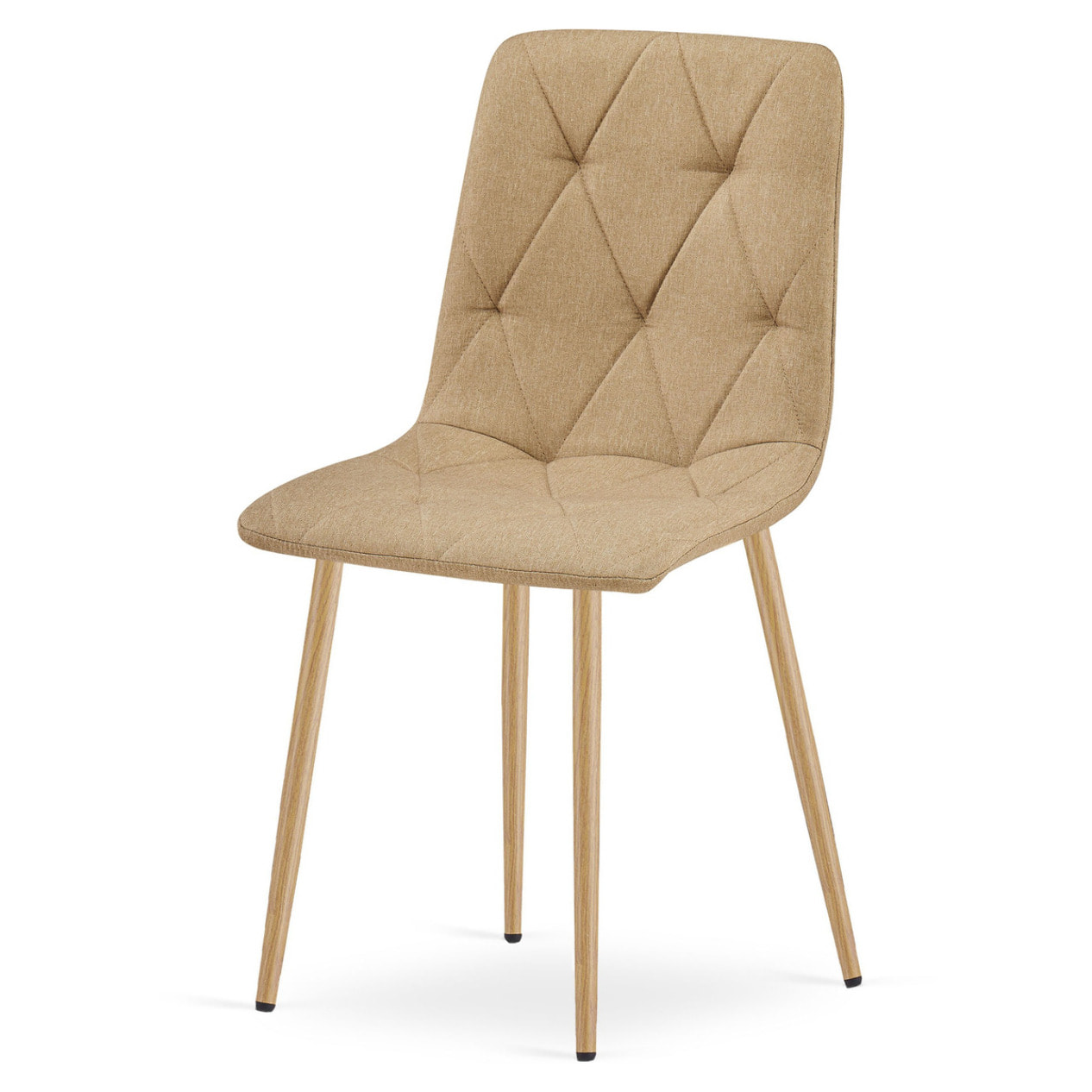 Set di 2 sedie Libra in tessuto beige con gambe effetto legno