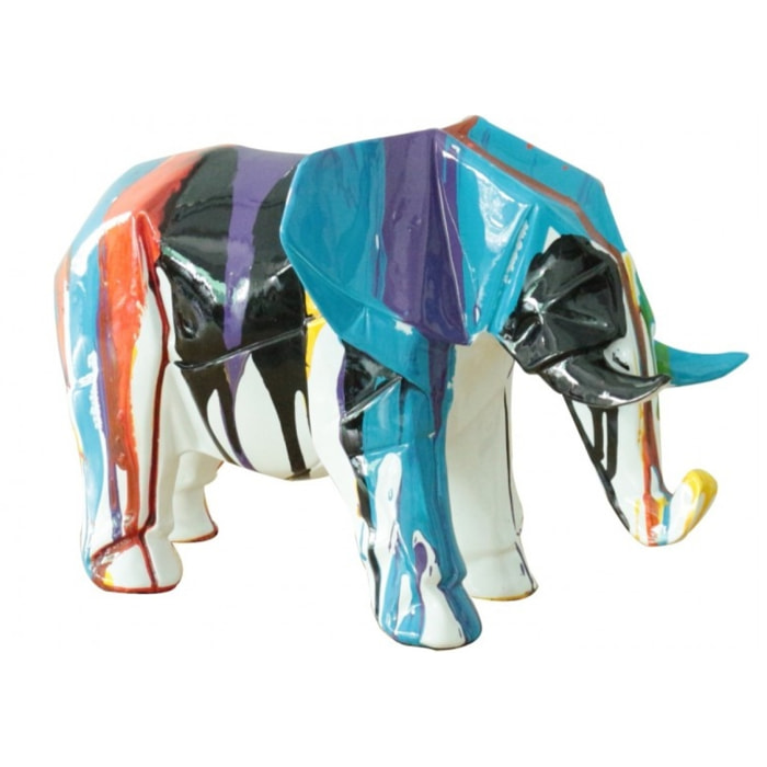 Statuette éléphant multicolore en résine H21cm - ELEPH 2