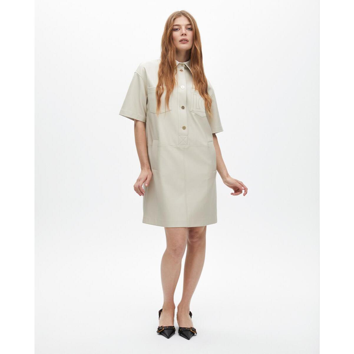 Vestito Mini Dritto Effetto Pelle