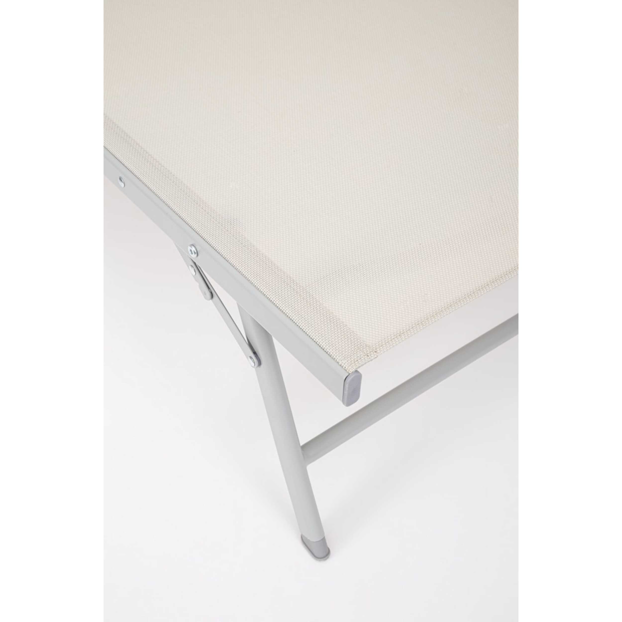 Set di 4 lettini, reclinabili, MACARELLA in alluminio grigio e textilene beige, pieghevoli