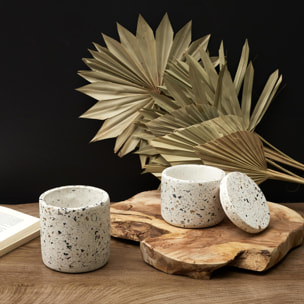 SET POT AVEC COUVERCLE ET POT DE FLEUR TERRAZZO