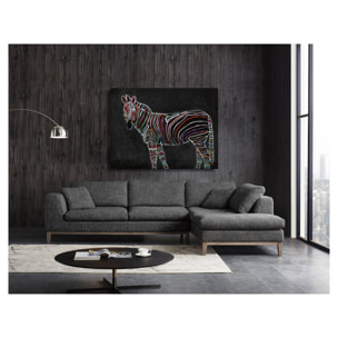 Peinture sur toile 120 cm cadre décoratif mural noir zèbre multicolore - ZEBRA