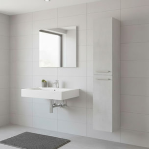 Mobile Alto Da Bagno Sospeso Con 2 Ante E 3 Mensole Interne Colonna Moderna Sospesa Salvaspazio Melaminico Chiusura Assistita Design Industriale Lavanderia Ingresso 150 x 30 x 25 Cm Grigio Cemento