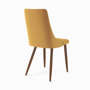 Pack 4 chaises en velours bleu et jaune - Vinni