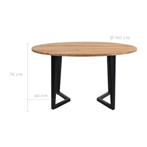 Table ronde 6 personnes en bois d'acacia et métal 140 cm - Moorea