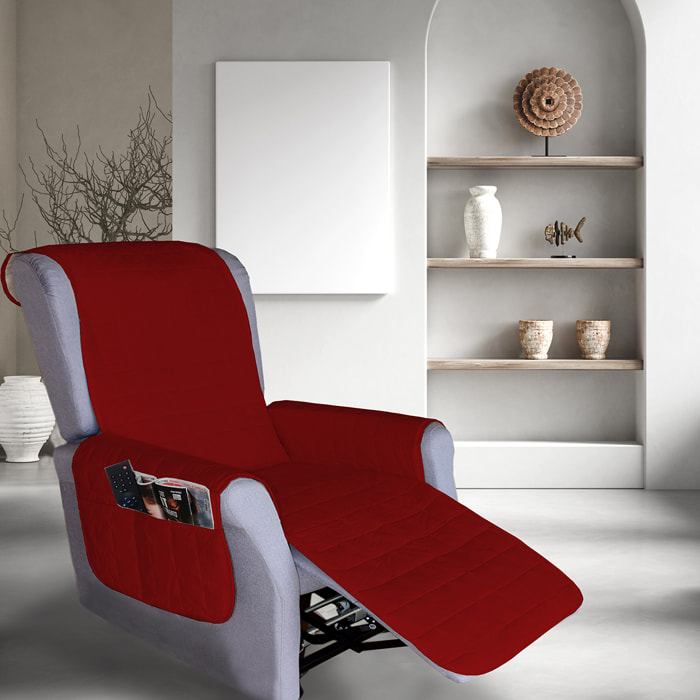 Copripoltrona trapuntato per poltrona relax tinta unita rosso