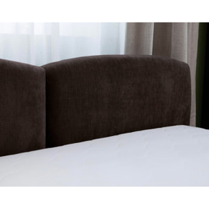 Carla - lit coffre - 140x200 cm - velours texturé - sommier inclus - Marron