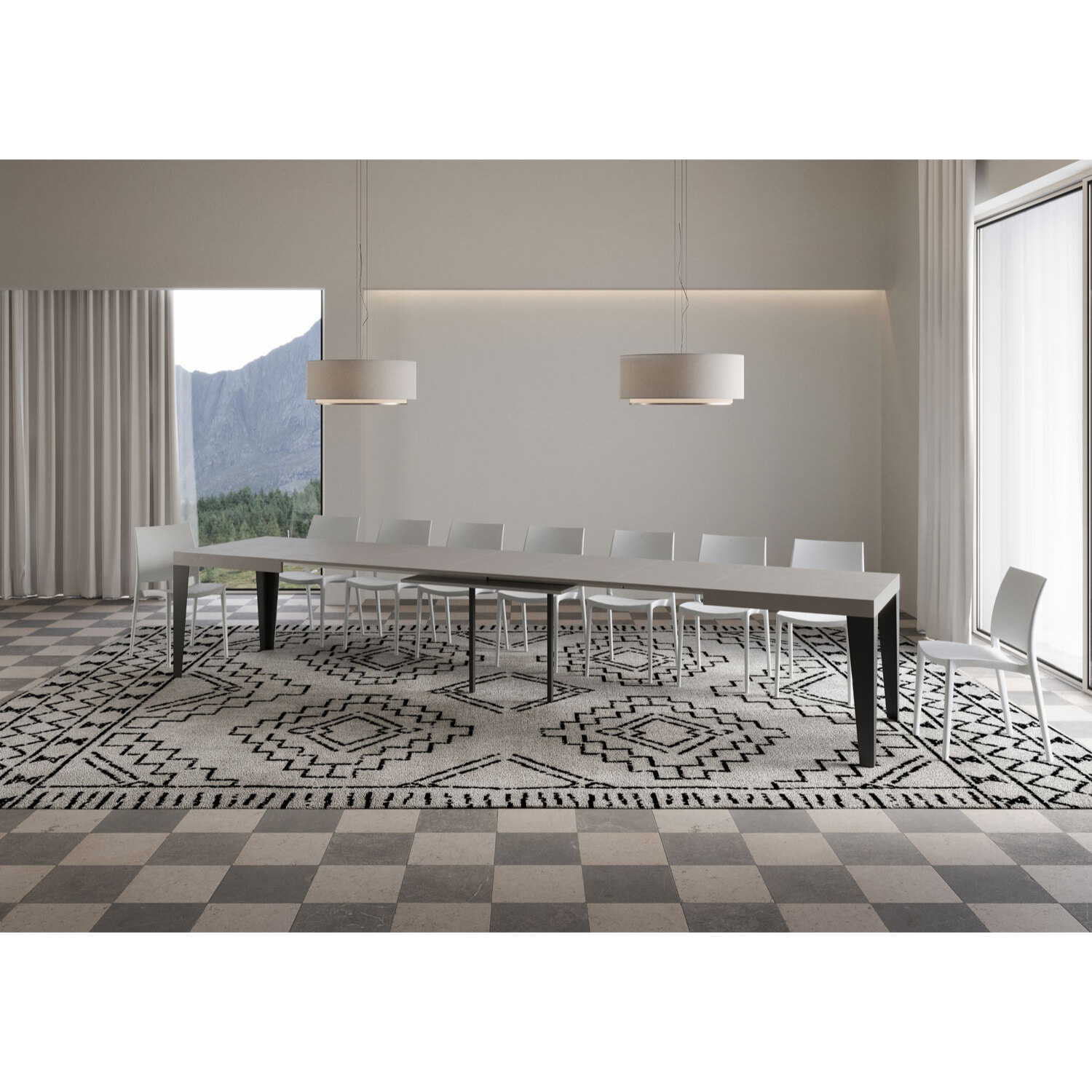 Tavolo allungabile 90x160/420 cm Flame cashmere gambe antracite