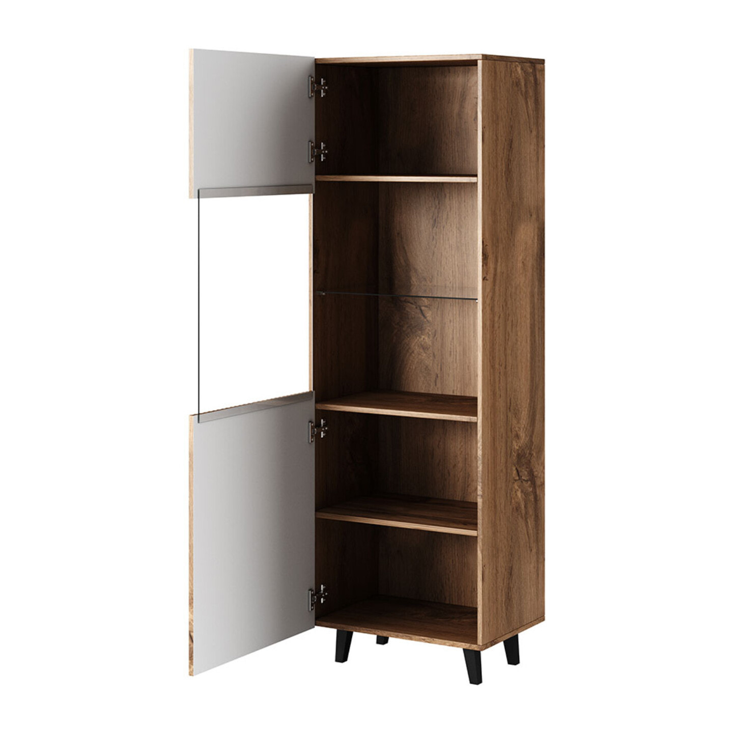 Come - vitrine - effet bois - 1 porte - 60x182 cm - Bois