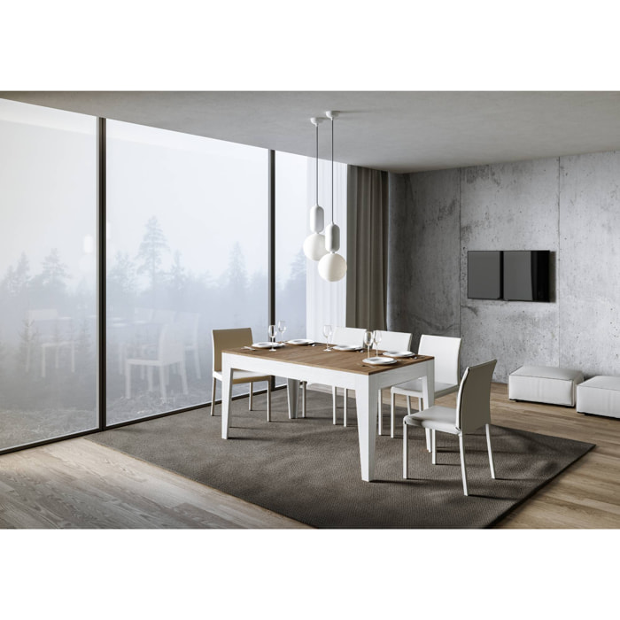 Mesa extensible 90x160/220 cm Cico Mix tapa Roble Natural patas Fresno Blanco