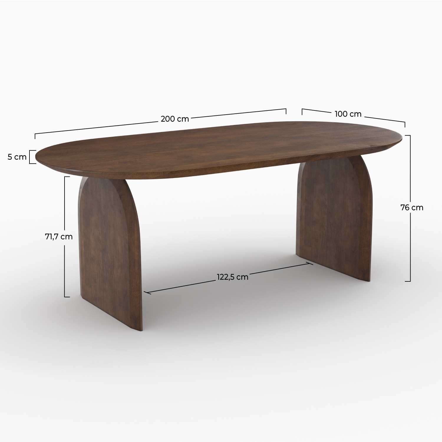Table ovale en bois de manguier massif 6 places - Alix