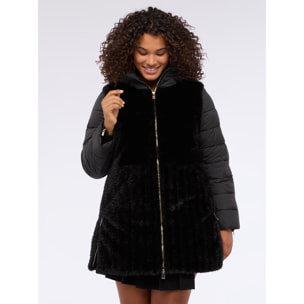 Fiorella Rubino - Plumífero bimaterial con capucha - Negro
