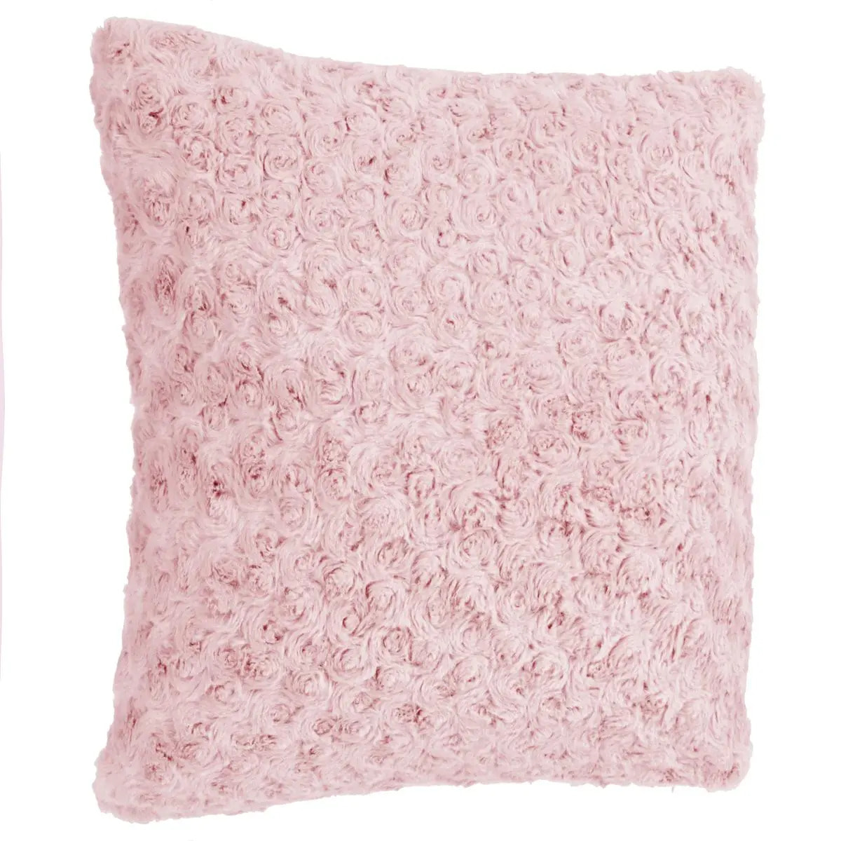 Coussin fourrure bouclée rose - 45x45 cm
