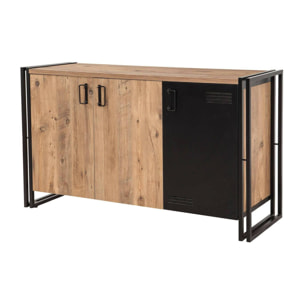 Credenza Dragusi, Buffet da soggiorno, Madia da salotto, Dispensa da cucina, 140x45h80 cm, Quercia e Nero