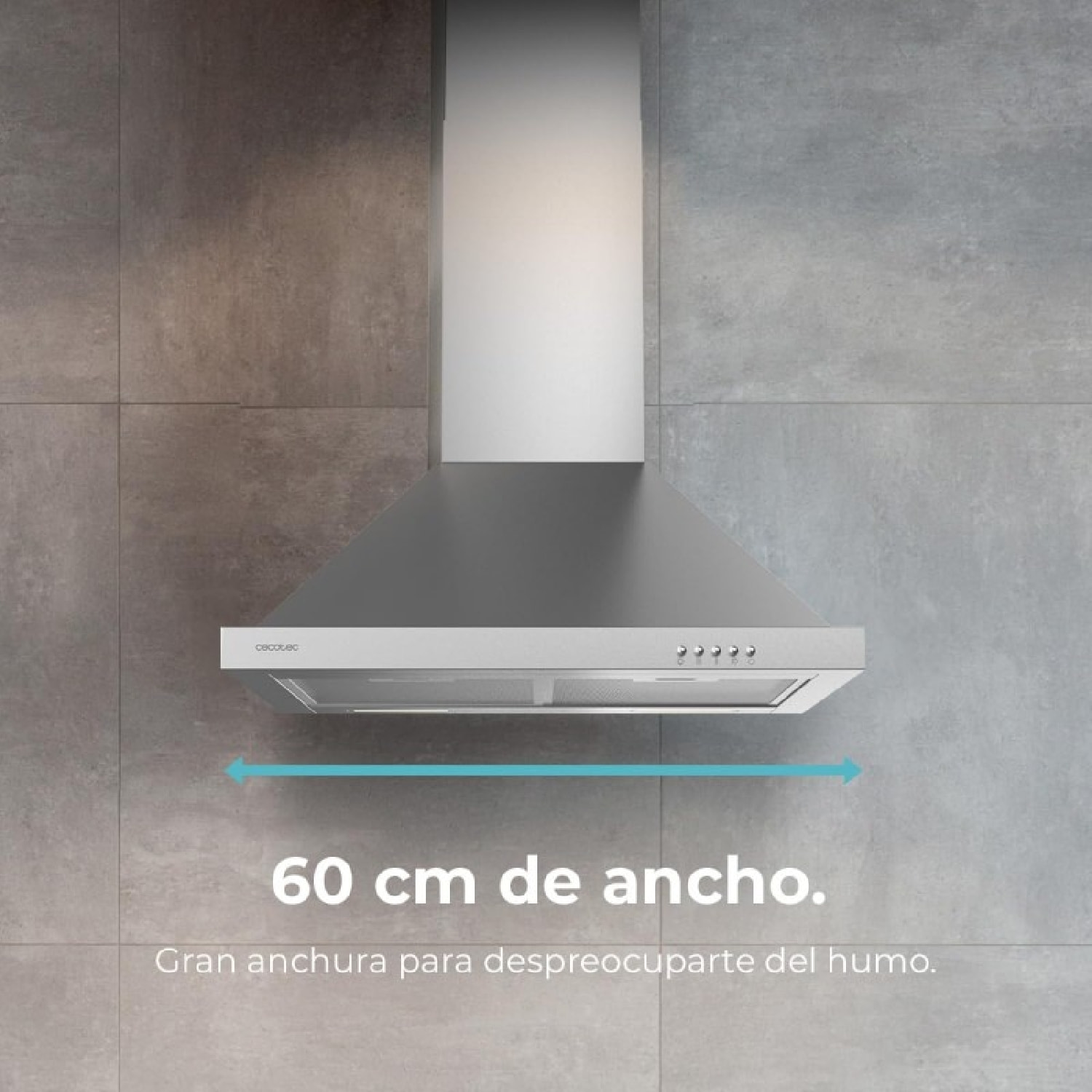 Campana Extractora 60 cm Piramidal Bolero Flux PM 606500 Inox A. Motor 165W, Aca