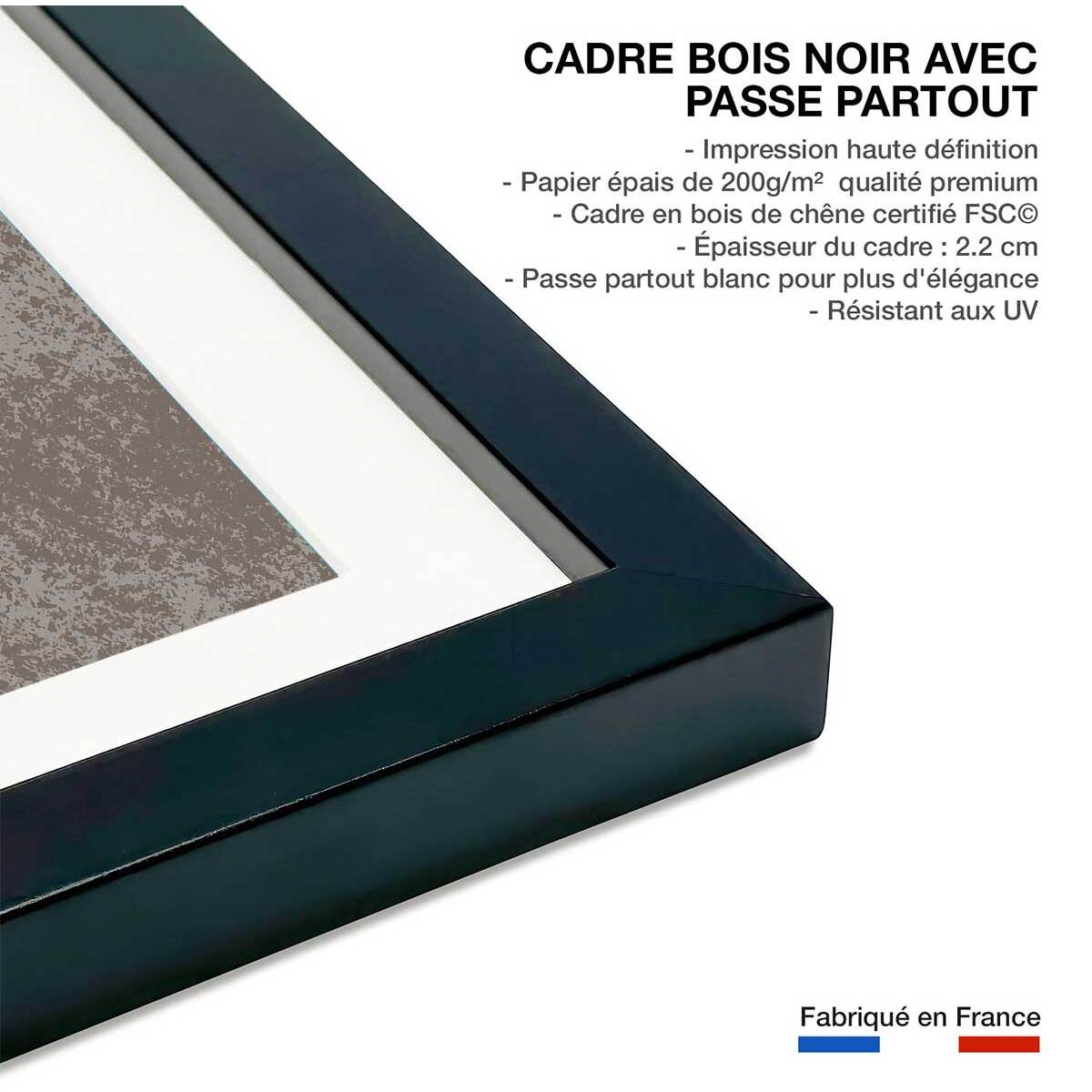 Affiche Soleil couchant Affiche + cadre en bois - Noir
